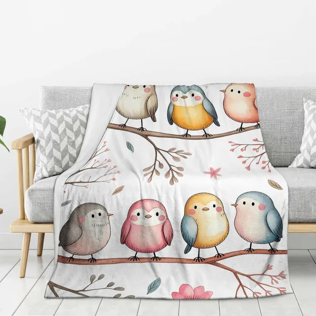 Farmhouse Bird Flannel Blanket
