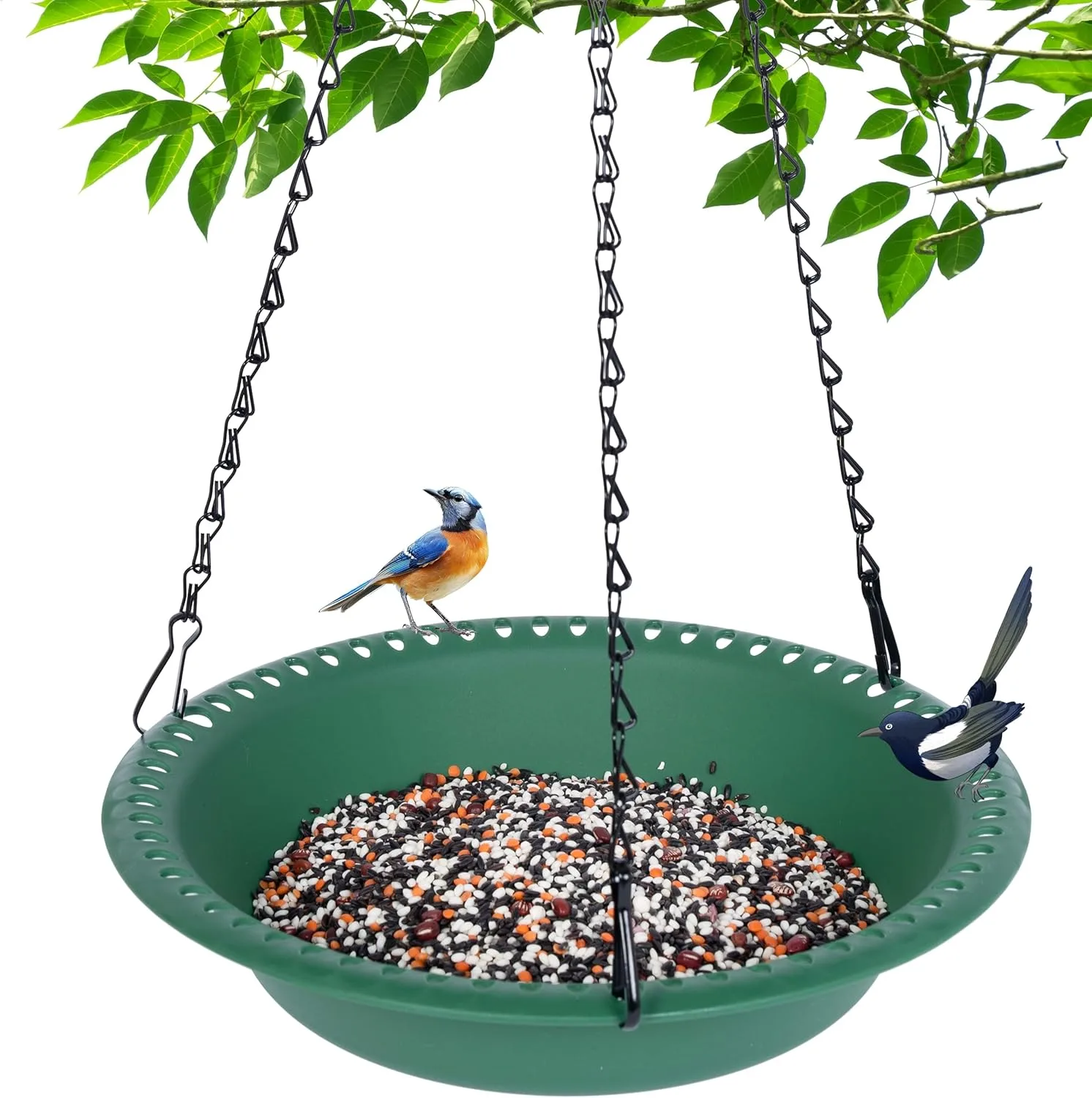 Hanging Bird Feeder Tray with Drainage Holes for Outside