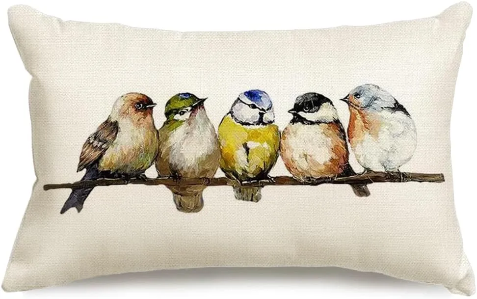RABUSOFA Watercolor Bird Decorative Pillow Cover